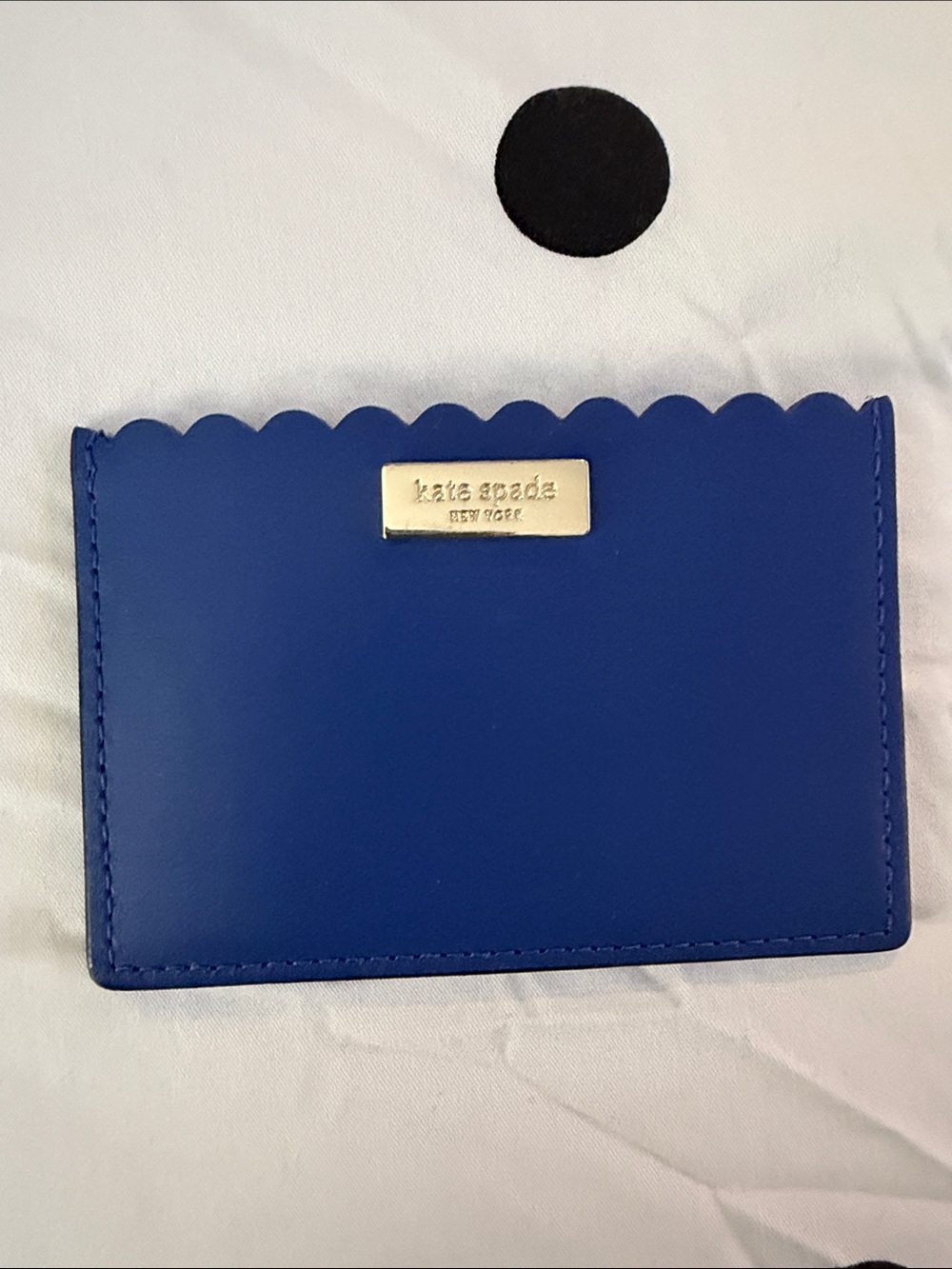 kate spade cobalt blue scalloped leather card holder